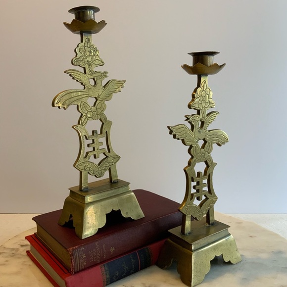 Brass Bird S/2 Candlesticks